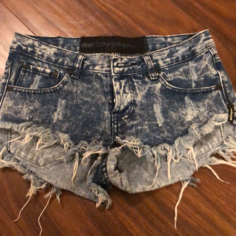 Denim distressed shorts by one teaspoon
